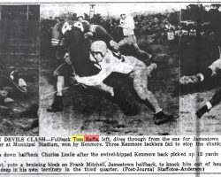 Action Plus As Raiders, Blue Devils Clash. <em>Post-Journal</em> (Jamestown), October 18, 1948. Action Plus As Raiders, Blue Devils Clash. October 18, 1948.