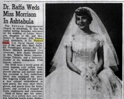 Dr. Raffa Weds Miss Morrison In Ashtabula. <em>Post-Journal</em> (Jamestown), July 11, 1956. Dr. Raffa Weds Miss Morrison In Ashtabula. July 11, 1956.