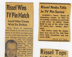 Rissel Wins TV Pin Match. November 1962 Rissel Wins TV Pin Match. 1962
