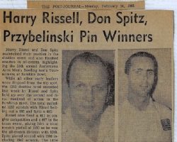 Harry Rissel, Don Spitz, Przybelinski Pin Winners. <em>Post-Journal</em> (Jamestown), February 26, 1968. Harry Rissel, Don Spitz, Przybelinski Pin Winners. 1968