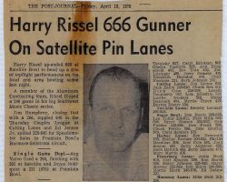 Harry Rissel 666 Gunner On Satellite Pin Lanes. <em>Post-Journal</em> (Jamestown), April 10, 1970. Harry Rissel 666 Gunner On Satellite Pin Lanes. 1970