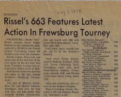 Rissel's 663 Features Latest Action In Frewsburg Tourney. <em>Post-Journal</em> (Jamestown), May 7, 1974. Rissel's 663 Features Latest Action In Frewsburg Tourney. 1974