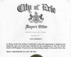City of Erie certificate. October 1, 1995. 10/95