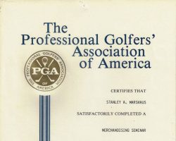 PGA Merchandising Seminar certificate. March 9-10, 1987. 3/87