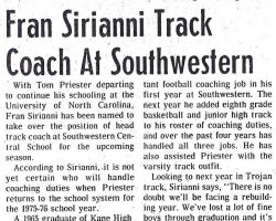 Fran Sirianni Track Coach At Southwestern. SWCS track coach