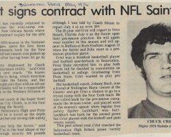 Crist signs contract with NFL Saints. May 1976