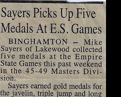 Sayers Picks Up Five Medals At E.S. Games. Circa 2000.