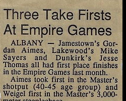 Three Take Firsts At Empire Games. Circa 1990.