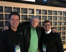 Scott KindbergScott Kindberg, Hal McCoy and Cameron Hurst at St. Bonaventure NCAA game. 2018.