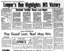 Leeper's Run Highlights JHS Victory. September 15, 1973.