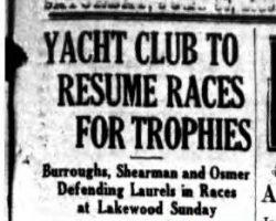 Yacht Club To Resume Races For Trophies. June 1938.