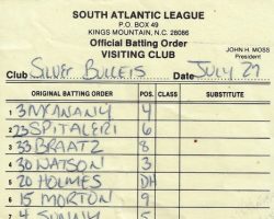 Silver Bullets lineup card.