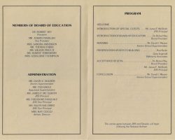 Jamestown High School Gymnasium dedication program. December 5, 1986.
