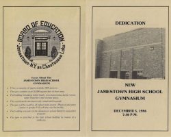 Jamestown High School Gymnasium dedication program. December 5, 1986.