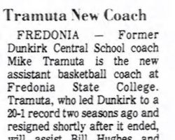 Tramuta New Coach. October 17, 1974.