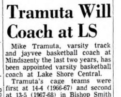 Tramuta Will Coach at LS. October 19, 1968.