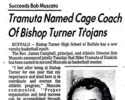 Tramuta Named Cage Coach Of Bishop Turner Trojans. 1980.