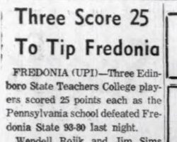Three Score 25 To Tip Fredonia. March 2, 1961