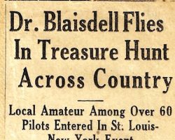 Dr. Blaisdell Flies In Treasure Hunt Across Country.