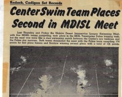 Center Swim Team Places Second in MDISL Meet. July 10, 1964.
