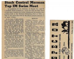 Stock Control Mermen Top IM Swim Meet. July 13, 1963.