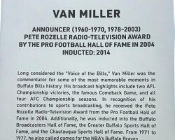 A tribute to Van Miller at the Family Circle outside of the new Highmark Stadium, August 2026.
