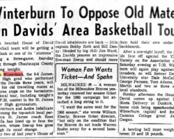 Winterburn To Oppose Old Mates On Davids' Area Basketball Tour. <em>Post-Journal</em> (Jamestown). December 10, 1959. Winterburn To Oppose Old Mates On Davids' Area Basketball Tour. December 10, 1959.