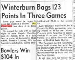 Winterburn Bags 123 Points In Three Games. <em>Post-Journal</em> (Jamestown). February 9, 1960. Winterburn Bags 123 Points In Three Games. February 9, 1960.
