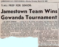 Jamestown Team Wins Gowanda Tournament. March 22, 1965..