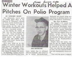 Winter Workouts Helped Adamczak; Pitches On Polio Program Thursday. August 2, 1960.