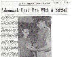 Adamczak Hard Man With A Softball. August 7, 1962.