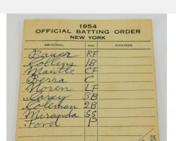 Batting order card, 1954 New York Yankees. Irv Noren batting fifth. batting-order