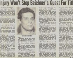 Injury Won't Stop Beichner's Quest For Title.  1986.