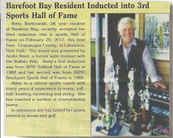 Barefoot Bay Resident Inducted into 3rd Sports Hall of Fame. 2012.