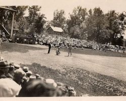 This photo is from June 29, 1930. It shows Billy Webb's Spiders playing against Akron at Celoron Park.