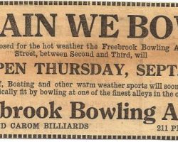 Billy Webb was the assistant manager of the Freebrook Bowling Lanes in 1921 when this newspaper ad ran.
