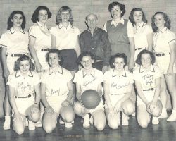 Betty Bartkowiak, front row, second from left, and the Frontier Blue Banners, 1948.