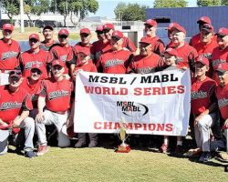 Charlie LaDuca, standing third from left, was a member of the Los Athletics team which won the Men’s Senior Baseball League World Series. October 2017.