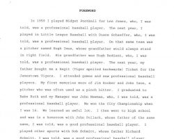Greg Peterson's draft foreward for the David Mule's 1998 book <em>Across the Seams</em>. Page 1. Greg Peterson's draft foreward for the David