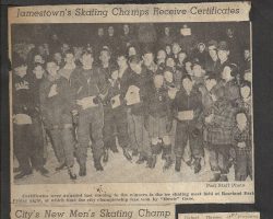 Jamestown's Skating Champs Receive Certificates.