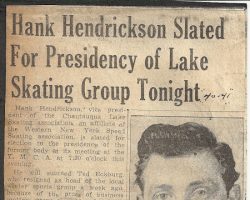 Hank Hendrickson Slated or Presidency of Lake Skating Group Tonight