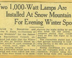 Two 1,000-Watt Lamps Are Installed At Snow Mountain For Evening Winter Sports.
