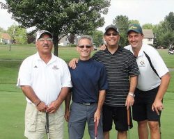 Joe Mistretta, left, Ricci D'Angelo, Rich Pinciaro and Keith Martin were the Men's Division champions at the Charity Golf Classic to benefit the St. Susan Center at Chautauqua Golf Club in 2011.
