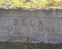 Les Beck's burial marker.