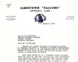 Jamestown Falcons correspondence. March 6, 1947.
