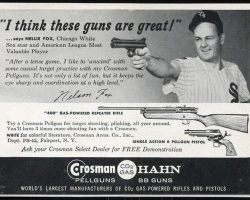Nellie Fox advertised for Crosman firearms. Nellie Fox advertised for Crosman firearms.