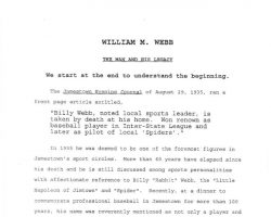 William M. Webb, The Man and His Legacy, by Greg Peterson. Page 1.