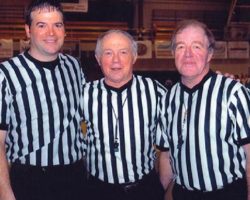 Bob Patterson, right with fellow CSHOF inductee Paul Cooley, center.