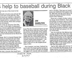 Caldwell was help to baseball during Black Sox scandal. June 7, 1997.