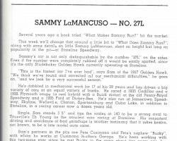Sammy LaMancuso - Stateline Speedway Program Biography, 1959. Sammy LaMancuso - Stateline Speedway Program Biography, 1959.